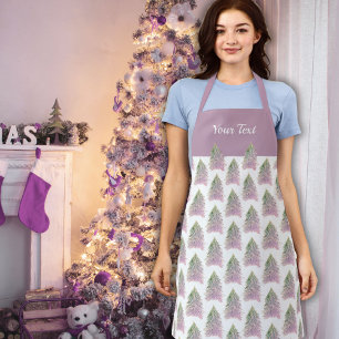 Pink Weihnachtsbaum Wasserfarben Muster Urlaub Schürze
