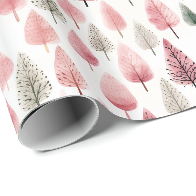 Pink Weihnachtsbaum Wrapping Paper Geschenkpapier (Rolleneckpunkt)