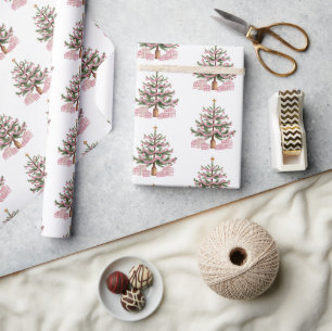 Pink Weihnachtsbaum Wrapping Paper Geschenkpapier
