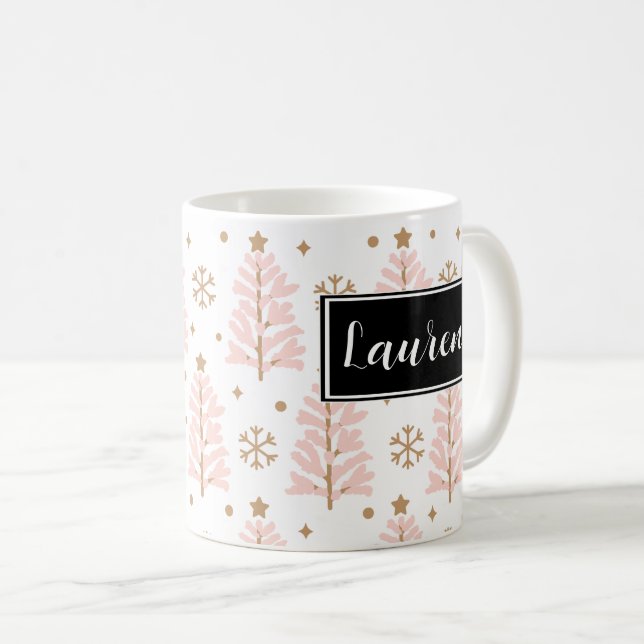 Pink Weihnachtsbaumen Persönliche Tasse (VorderseiteRechts)