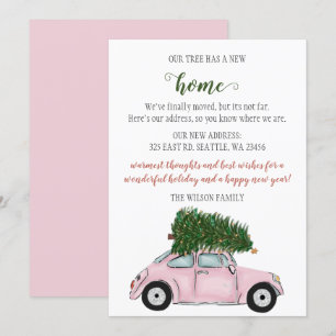 Pink Weihnachtsbaumwagen Wir haben Weihnachtskarte