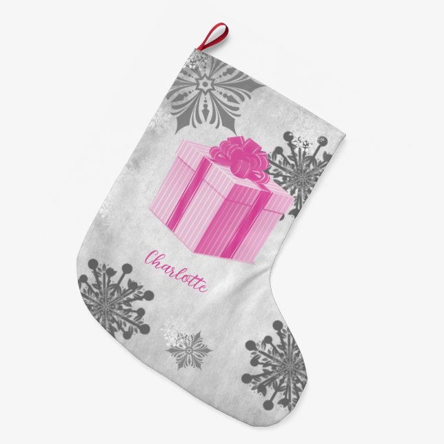 Pink Weihnachtsgeschenk Feiertag Strumpf Großer Weihnachtsstrumpf (Vorderansicht (hängend))