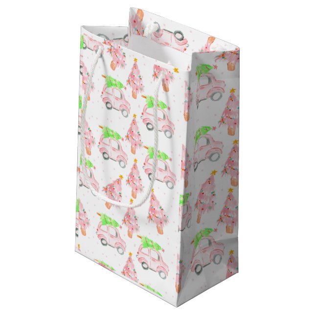 Pink Weihnachtsgeschenk Kleine Geschenktüte (Rückseite Schrägansicht)