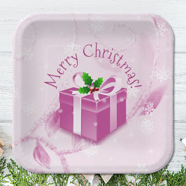 Pink Weihnachtsgeschenk Papiertafel Pappteller