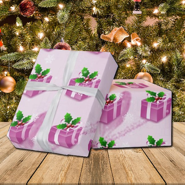 Pink Weihnachtsgeschenk Wrapping Paper Geschenkpapier (Pink Christmas Gift Wrapping Paper)
