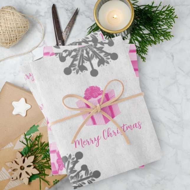 Pink Weihnachtsgeschenk Wrapping Paper Sheets Geschenkpapier Set (Pink Christmas Gift Wrapping Paper Sheets)
