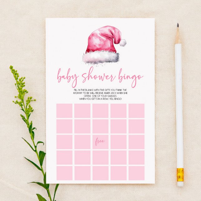Pink Weihnachtsmannmütze Weihnachten Bingo Baby Sh Briefpapier (Von Creator hochgeladen)