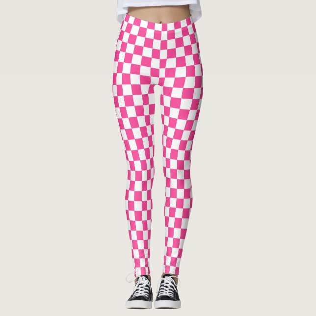 Pink-weiß-karierte Leggings (Vorderseite)