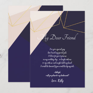 Pink, weiß, navyblau und gold wird meine Brautjung Einladung