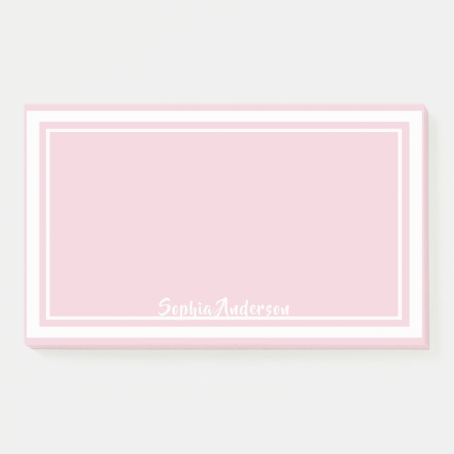 Pink-weiß-pastellfarbene Monogrammbezeichnung Post-it Klebezettel (Vorderseite)
