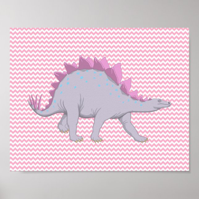 Pink-weiß-Zickzack-Stegosaurus-Poster Poster (Vorne)