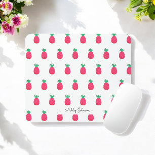 Pink Weiße Ananas Muster Mousepad