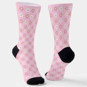 Pink-weiße Blume-Muster auf hellrosa Socken