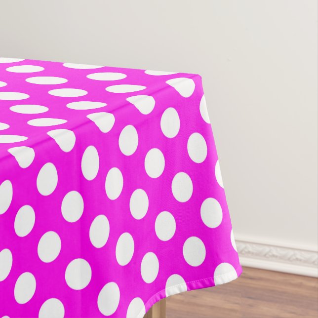 Pink-weiße Kachelmuster Polka-Punkt Tischdecke (Beispiel)