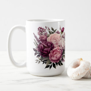 Pink Weiße Lila Rose Pfingstrosen Blumenblüten  Kaffeetasse