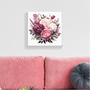 Pink Weiße Lila Rose Pfingstrosen Blumenblüten Leinwanddruck