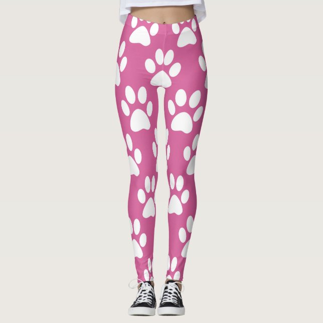 Pink-weiße Pastellmuster Leggings (Vorderseite)