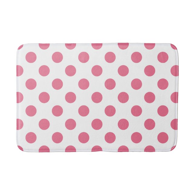 Pink-weiße Polka-Punkte Badematte (Vorderseite)