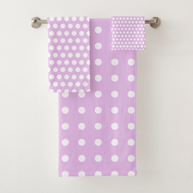Pink-weiße Polka-Punkte Badhandtuch Set (Insitu)