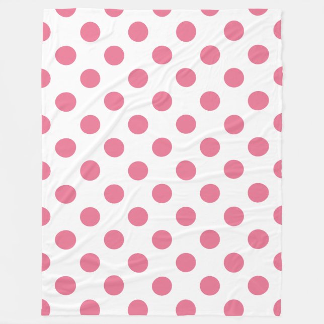Pink-weiße Polka-Punkte Fleecedecke (Vorderseite)