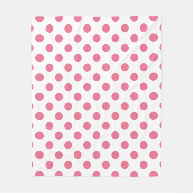 Pink-weiße Polka-Punkte Fleecedecke (Vorderseite)