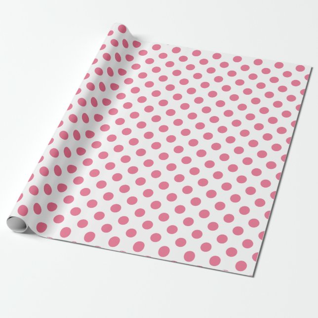 Pink-weiße Polka-Punkte Geschenkpapier (Ungerollt)