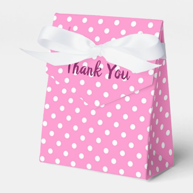 Pink-weiße Polka-Punkte Geschenkschachtel (Vorderseite)