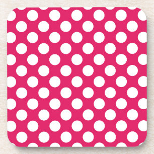 Pink-weiße Polka-Punkte Getränkeuntersetzer