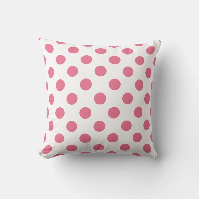 Pink-weiße Polka-Punkte Kissen (Vorderseite)