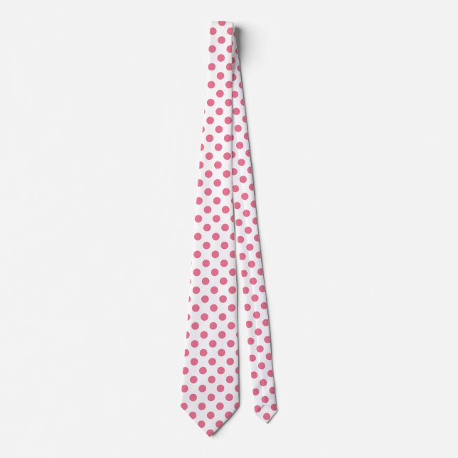 Pink-weiße Polka-Punkte Krawatte (Vorderseite)