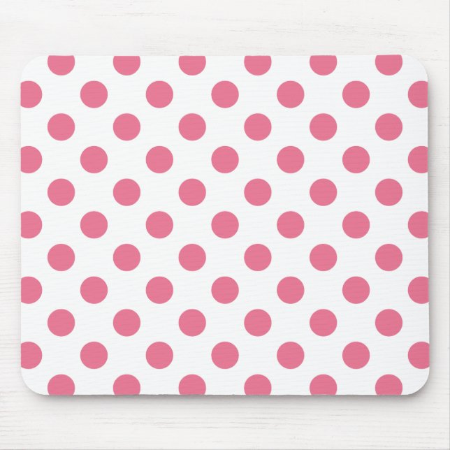 Pink-weiße Polka-Punkte Mousepad (Vorne)