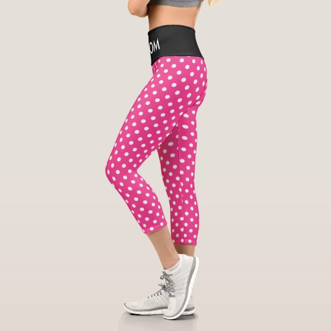 Pink-weiße Polka-Punkte-Muster Capri-Leggings  Capri Leggings (Links)