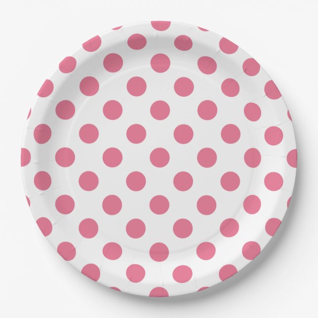 Pink-weiße Polka-Punkte Pappteller (Vorderseite)