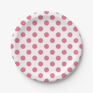 Pink-weiße Polka-Punkte Pappteller