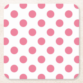 Pink-weiße Polka-Punkte Rechteckiger Pappuntersetzer