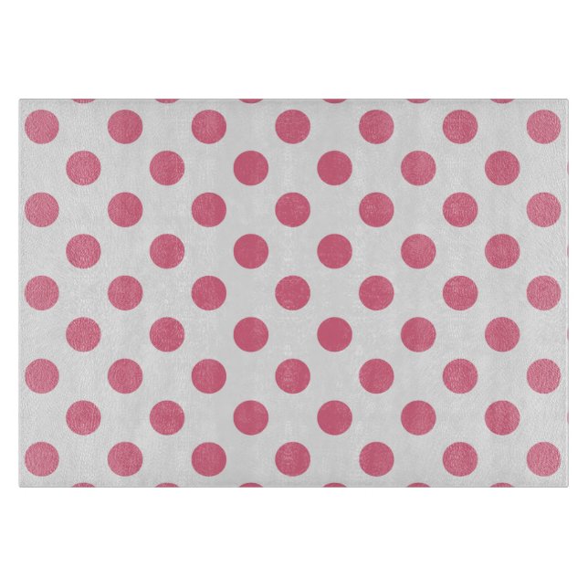 Pink-weiße Polka-Punkte Schneidebrett (Vorderseite)