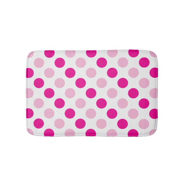Pink-weiße Polka-Punktmuster Badematte (Vorderseite)