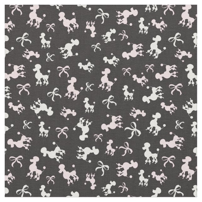 Pink-weiße Poodles-Muster Stoff (Nahaufnahme)