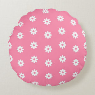 PINK WEISSE, TINY BLUME GELBE PINK HERZEN RUNDES KISSEN