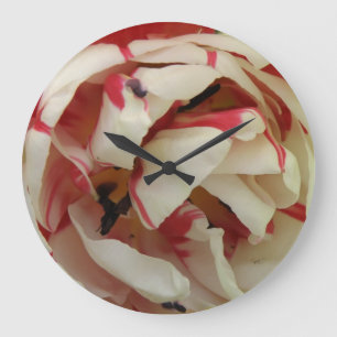 Pink-weiße Tulip-Wand-Uhr Große Wanduhr