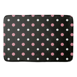 Pink-weiße und schwarze Polka-Punkte Badematte