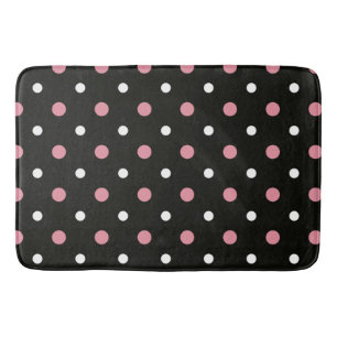 Pink-weiße und schwarze Polka-Punkte Badematte