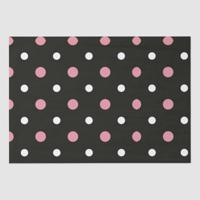 Pink-weiße und schwarze Polka-Punkte Seidenpapier (Vorderseite)