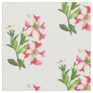 Pink Weißer Petunias Baumwollstoff Stoff