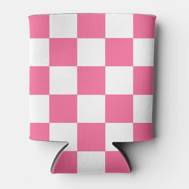 Pink-weißes Muster eines karierten Karos Dosenkühler (Vorderseite)