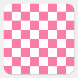 Pink-weißes Muster eines karierten Karos Quadratischer Aufkleber