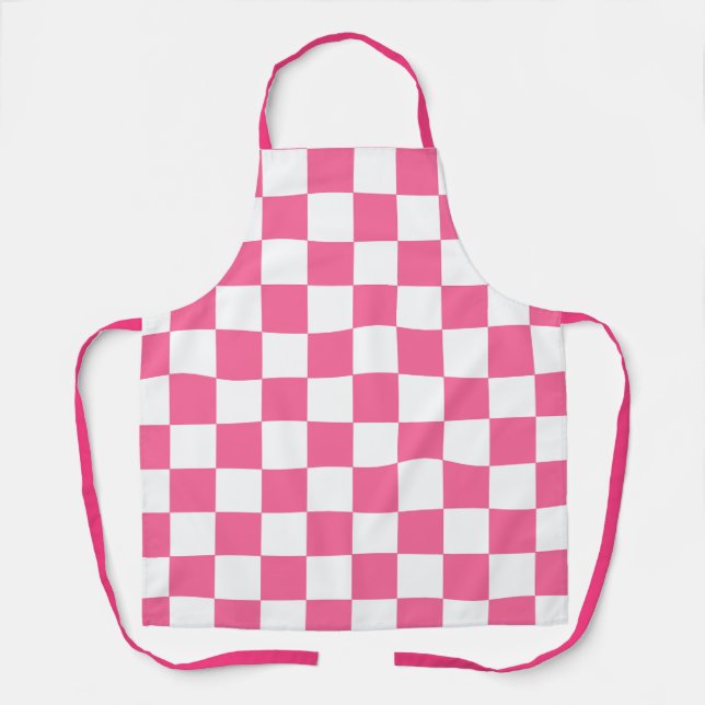 Pink-weißes Muster eines karierten Karos Schürze (Vorderseite)
