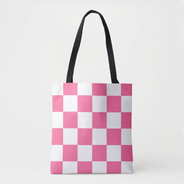 Pink-weißes Muster eines karierten Karos Tasche (Vorderseite)