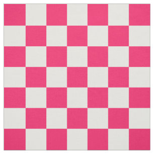 Pink Weißes Schachbrett Muster Textil Stoff