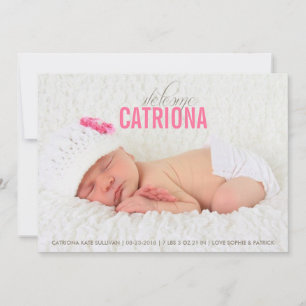 Pink Welcome Baby Foto Geburtserklärung Ankündigung